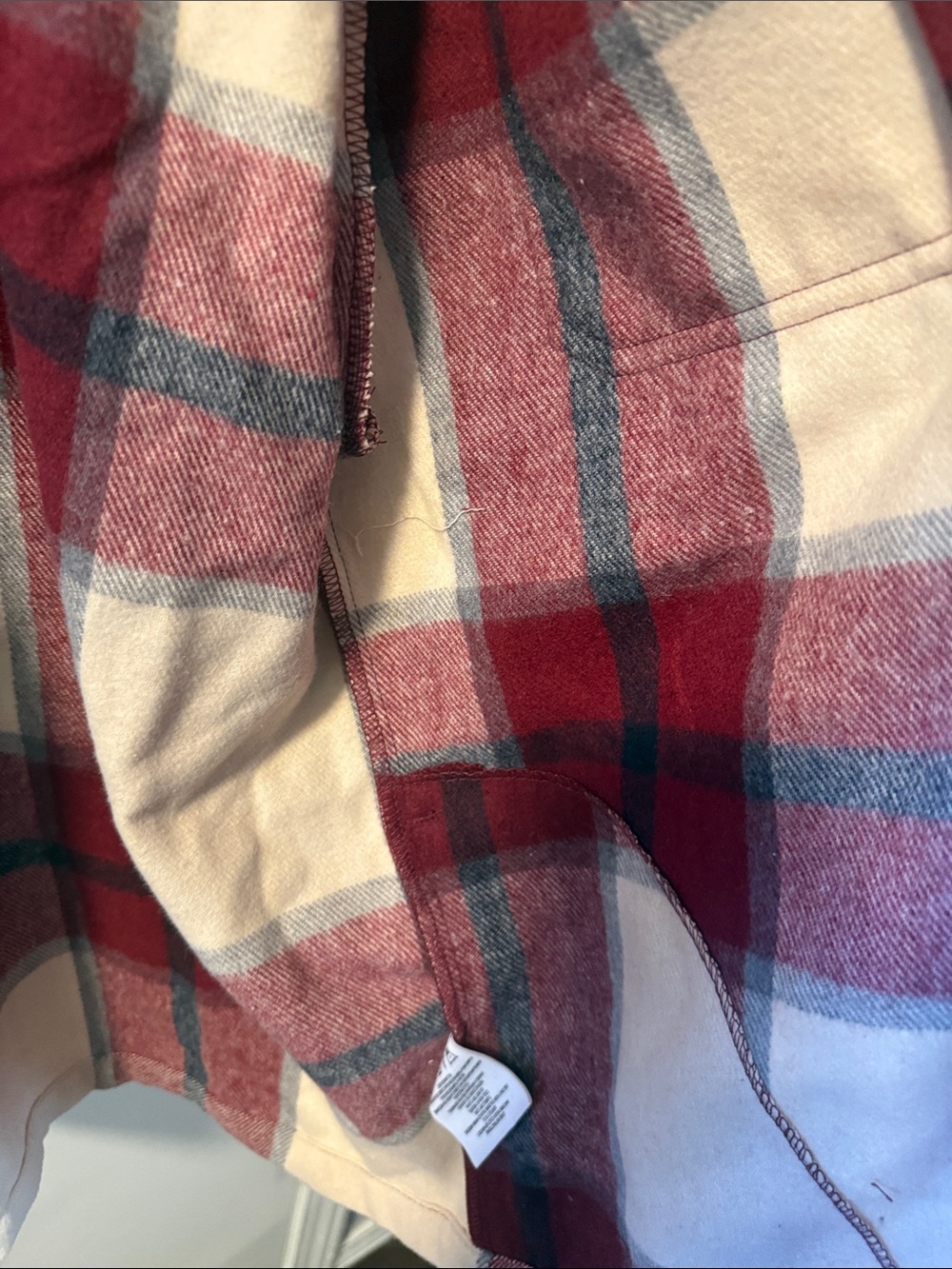 Women's Plaid Shacket Jacket in Red & Cream - Small - Picture 4 of 4